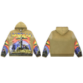 Vale Forever Valley Of The Damned Skull Rock Graphic Zip‑Up Hoodie Olive