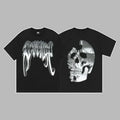 Revenge Silver Metallic Arch Logo & Skull Graphic Short Sleeve T-Shirt (Black)